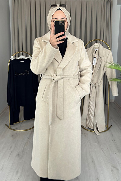 Prilika Γυναικείο παλτό Latte με κουκούλα Short Cashmere