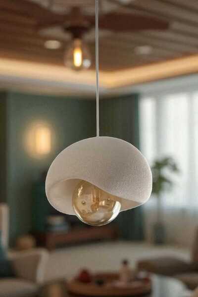 ZAVANSA Tekli Beton Görünümlü Bohem Sarkıt Avize E27 Ampül (Rustik Ampül Hediyeli)