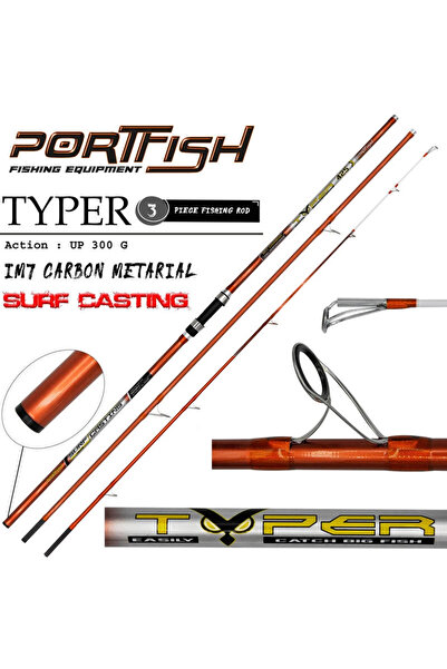 Genel Markalar Portfish Typer 425cm 300gr 3Parça IM7 Karbon Surf Kamış