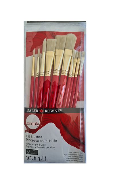 Daler Rowney Simpy Wallet Set of 10 Oil Painting Brushes Short Handle