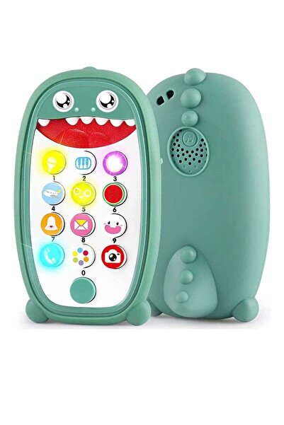 Yelajoy لعبة هاتف على شكل ديناصور صغير، مع جراب عضاضة ناعم قابل للإزالة، وأضو...