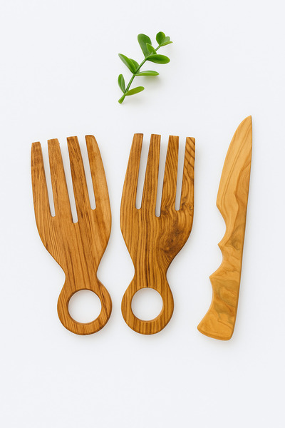 Dia Wooden Salad Mixer Wooden Vegetable Knife Set Handmade