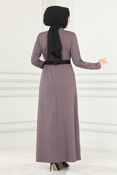 ModaMerve Dried Rose Button Detailed Dress - Msl187