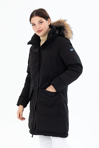 G-FOX Women's Long Detachable Natural Fur Hooded Padded Wind Resistant Water Repellent down Jackets 8645