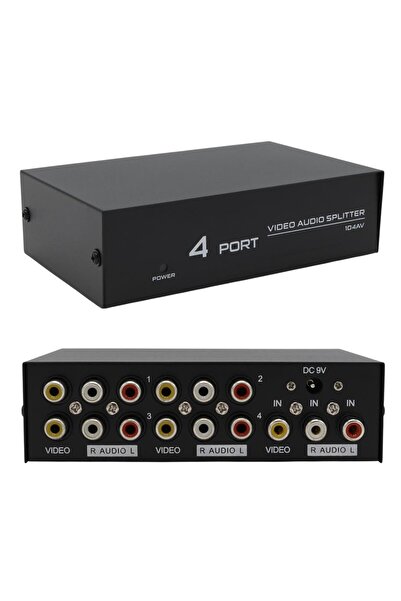 Powermaster AV-104 4 Port AV CVBS RCA Video Audio Splitter Çoğaltıcı Dağıtıcı