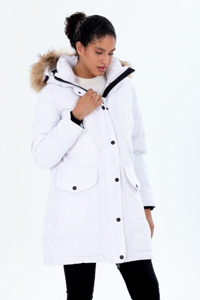 G-FOX Women's Long Detachable Natural Fur Hooded Padded Wind Resistant Water Repellent down Jackets 8645