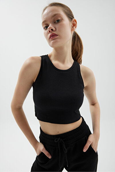 Mood Lab Εύκαμπτος πλεκτός εσώρουχος με ραβδωτό γιακά Crop Halter