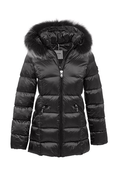 G-FOX Women's Long Removable Natural Fur Hooded Padded Wind Resistant Water Repellent down Jackets 8651