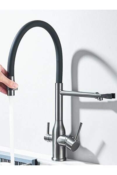 OEM Kitchen Sink Faucet Dual Flow Water Purification Outlet Spiral Fountain 7 Years Warranty Imported Anthracite