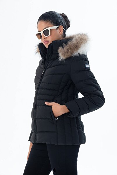 G-FOX Women's Long Removable Natural Fur Hooded Padded Windproof down Coat 8658