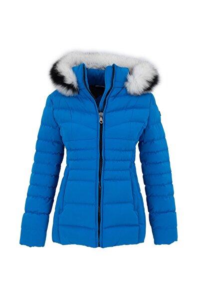 G-FOX Palton de damă, scurt, detașabil, cu glugă din blană naturală, rezistent la vânt, căptușit, umflabil 8671