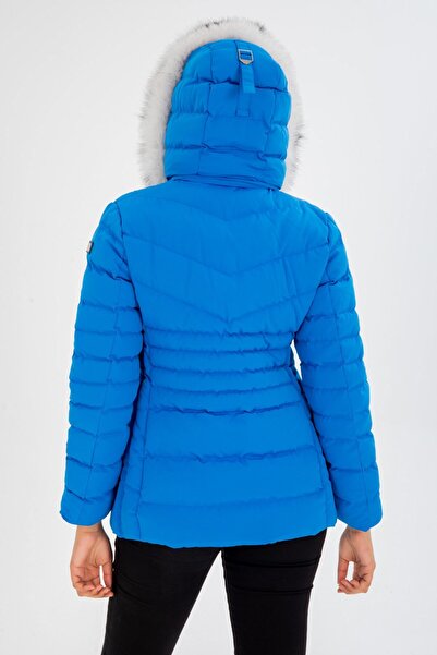 G-FOX Palton de damă, scurt, detașabil, cu glugă din blană naturală, rezistent la vânt, căptușit, umflabil 8671