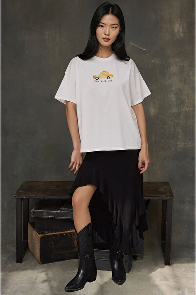 Hiccup Γυναικείο μπλουζάκι με λαιμόκοψη 100% βαμβακερό με λευκό στάμπα