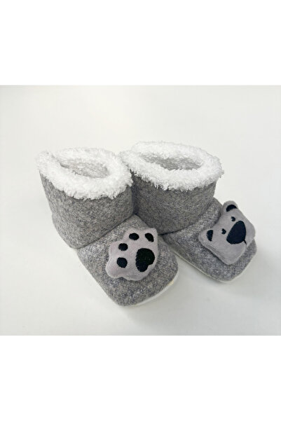 Puppis Baby Ilkadım Bebek Ev Pandufu, Patili %100 Organik Yün, Kaydırmaz Taban, Terletmeyen