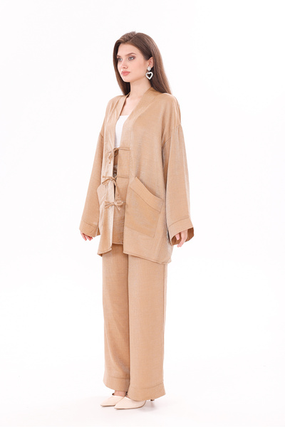 happinice Front Lace Stone Detail Double Suit