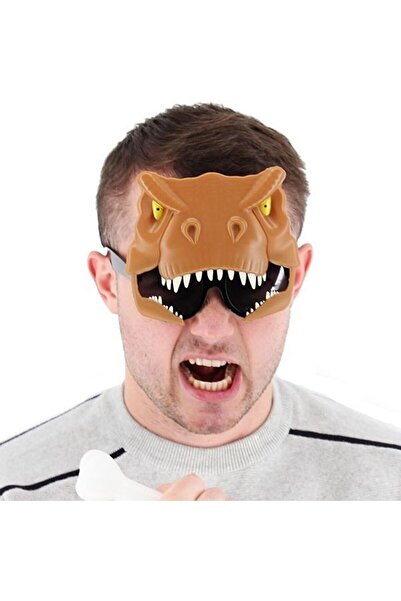 partidolu Halloween Brown T-Rex Dinosaur Kahverengi Dino Gözlüğü Yetişkin Çoc...