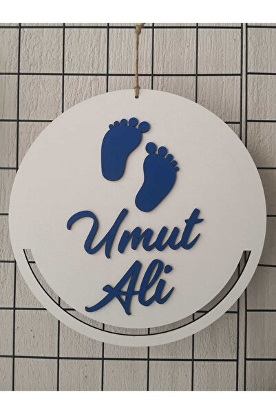 Bylazer Kapı Süsü Isimli Kasnak,makrome Çember,makrome Isimlik Beyaz