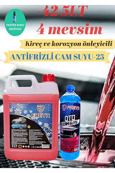 FREYR 4mevsim Kırmızı Antifriz -42c° 5lt-4mevsim Antifrizli Oto Cam Suyu -25c...