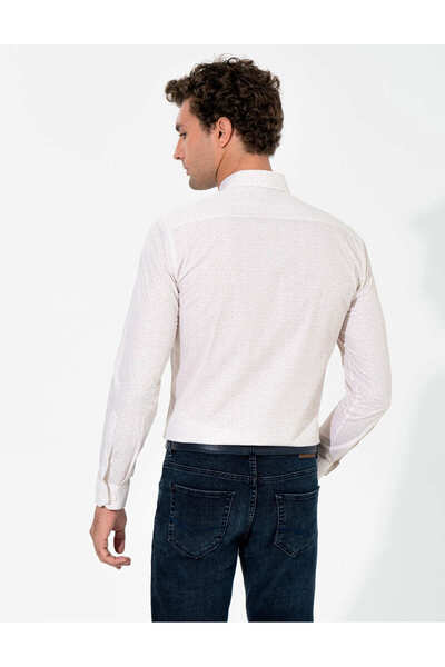 Cacharel Men's Linen Blend Slim Fit Long Sleeve Shirt-Beige