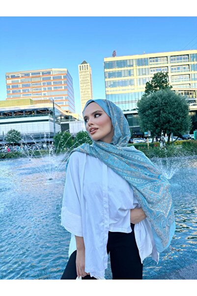 Shawl Passion ρετρό σχέδιο πολυμπριάζ μπλε σάλι