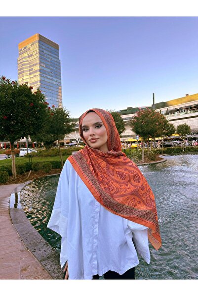 Shawl Passion شال قطني بنمط ريترو برتقالي