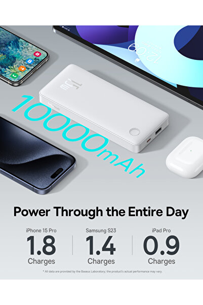 Baseus Airpow Lite Power 10.000mAh 15W Powerbank - Beyaz