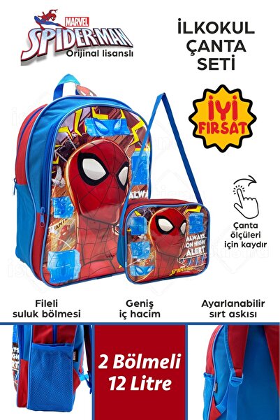 İstisna Erkek Çocuk Örümcek Adam Spiderman Orijinal Lisanslı Ilkokul Sırt Çan...