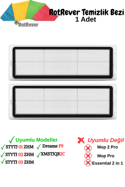 RotRever Xiaomi Vacuum Mop Pro 2+3D, Vacuum Mop 1C, 2C compatibil cu 2 filtre Hepa, 1 set de cârpe RotRever-3 bucăți