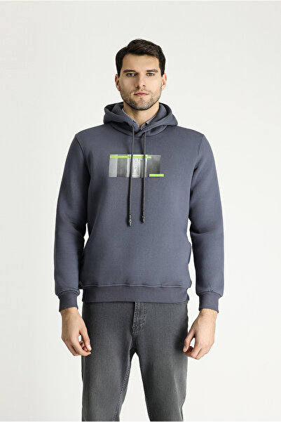 Kiğılı Kapüşonlu Baskılı Pamuklu Sweatshirt