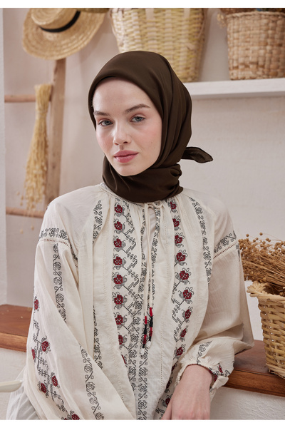 Fresh PAMUK İPEK EŞARP ACI KAHVE