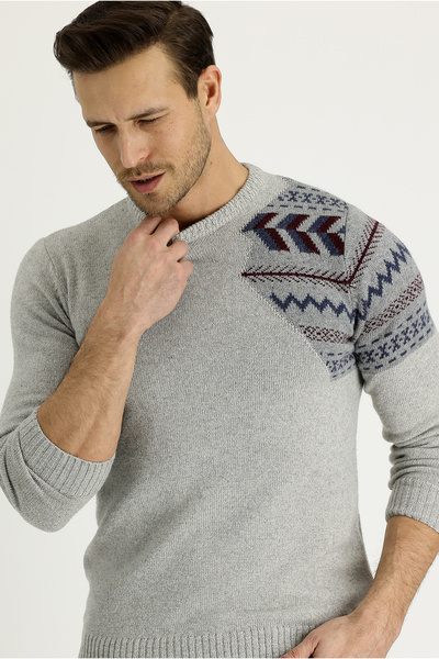 Kiğılı Crew Neck Patterned Wool Slim Fit Slim Fit Knitwear Sweater