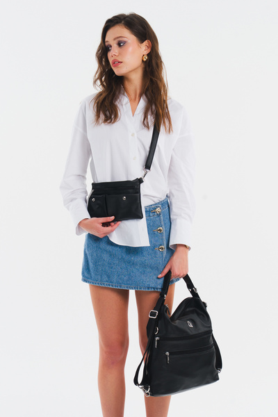 U.S. Polo Assn. Geantă neagră de umăr pentru femei Us3243 Exclusiv online