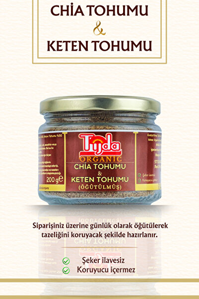 TİJDA Chia Tohumu %50, Keten Tohumu %50 Öğütülmüş Toz 200 gr