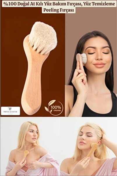 OSKAR FIRÇA %100 Doğal At Kılı Yüz Bakım Fırçası, Yüz Temizleme Peeling Fırçası