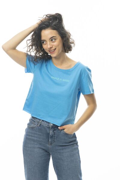 Mood Lab Γυναικείο μπλουζάκι Crop Basic Printed