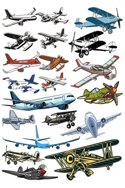 Reysa Tasarım مجموعة ملصقات الطائرات مكونة من 15 قطعة للهاتف والكمبيوتر اللوح...