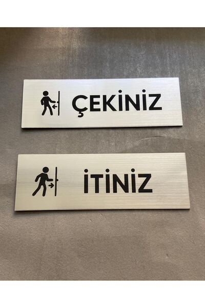 Yönline Metalic Seri Itiniz-çekiniz Set Kapı Isimliği Kendinden Yapışkanlı Pratik Bantlı 15x15 Cm