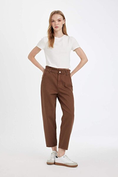 DeFacto Χάρτινη τσάντα ψηλόμεση, χαλαρή εφαρμογή, ελαφρύ ίσιο παντελόνι μέχρι τον αστράγαλο D4308AX24AU