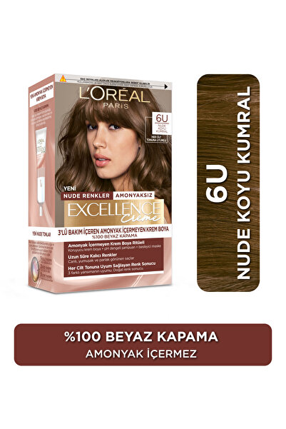 L'Oreal Paris Excellence Creme Nude Renkler Saç Boyası – 6u Nude Koyu Kumral