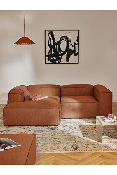 S Home Design Concept Frida 2 Modül Mini Köşe Kanepe, Sol Köşe Keten Kiremit ...