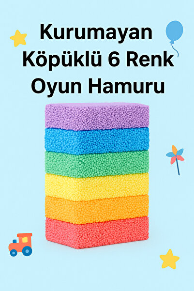 EVENT Kurumayan Köpük Oyun Hamuru 6 Renk 6x10gr Kurumayan Köpük Yumuşak Oyun Hamuru Okul Öncesi Anasınıfı
