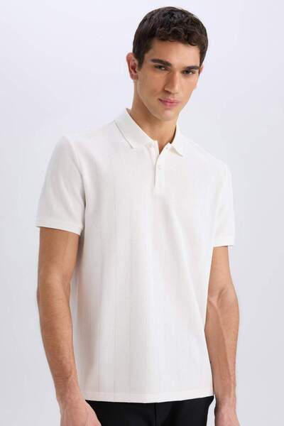 DeFacto New Regular Fit Polo Neck Short Sleeve White T-Shirt D5996Ax24Sm