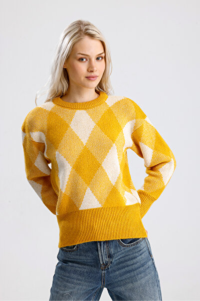 Get Crazy Women's Square Patterned Knitwear Sweater