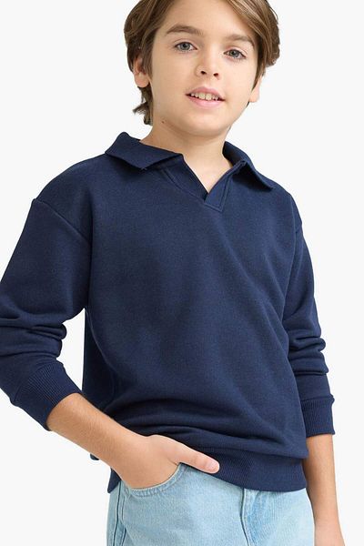 DeFacto Boy's New Regular Fit Apaş Collar Sweatshirt F3940A825Au