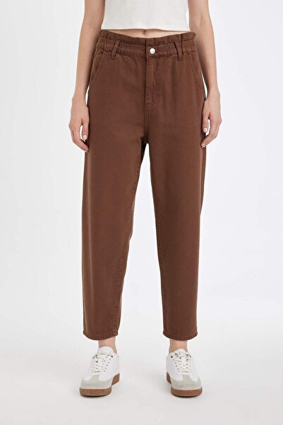 DeFacto Χάρτινη τσάντα ψηλόμεση, χαλαρή εφαρμογή, ελαφρύ ίσιο παντελόνι μέχρι τον αστράγαλο D4308AX24AU