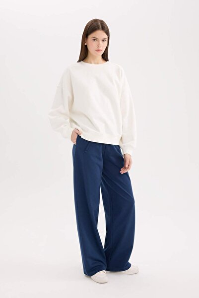 DeFacto Straight Fit Ελαστική μέση Λεπτό Φούτερ Μακρύ Μήκος Κορδόνι Βασικό Απ...