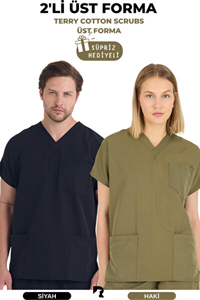 Raven Uniform زي طبي من Terikoton للجنسين، زي طبي جراحي (قطعتان علوية)