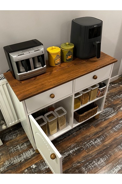 SESA MOBİLYA AKSESUARLARI Ares Kahve Köşesi Dolabı - Soft Beyaz Çok Amaçlı Ahşap Dolap - Şık Ve Modern Mutfak/dekorasyon Ürünü