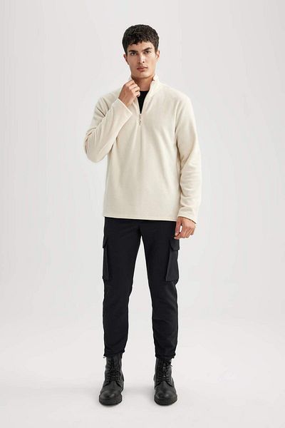 DeFacto Regular Fit Zippered High Collar Half Zipper Fleece Sweatshirt