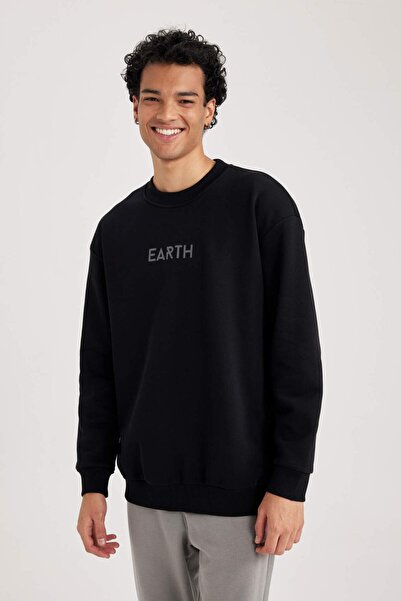 DeFacto Φούτερ με στάμπα με λαιμόκοψη Boxy Fit V5306AZ24AU